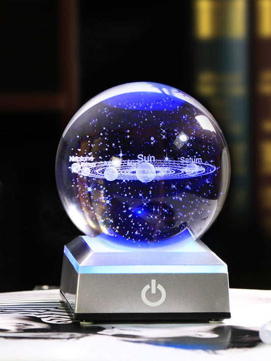 Crystal Inner Carved Ball Pluto Solar System Universe Star Series - Stellaries